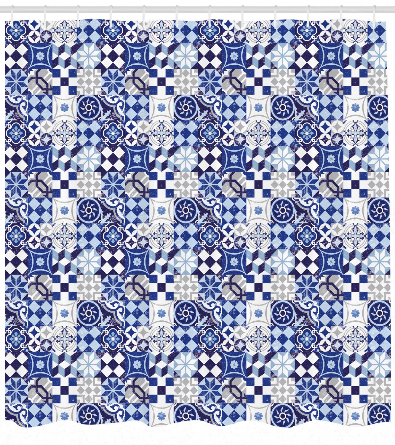 thumbnail image 3 of Ambesonne Antique Shower Curtain, Traditional Vintage Mosaic, 69"Wx70"L, Blue Navy Blue White, 3 of 3