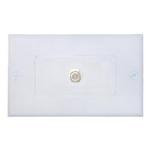 Cable Wholesale 200-253WH White Decora Wall Plate with F-Pin Coupler, F-Pin Female