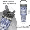 thumbnail image 3 of 30 oz Elephant Flip Straw Tumbler with Top Handle for Elephant Lover Insulated Resuable Vacuum Tumbler with Flip Straw and Handle for Home Office Car Dishwasher Safe Elephant, 3 of 6