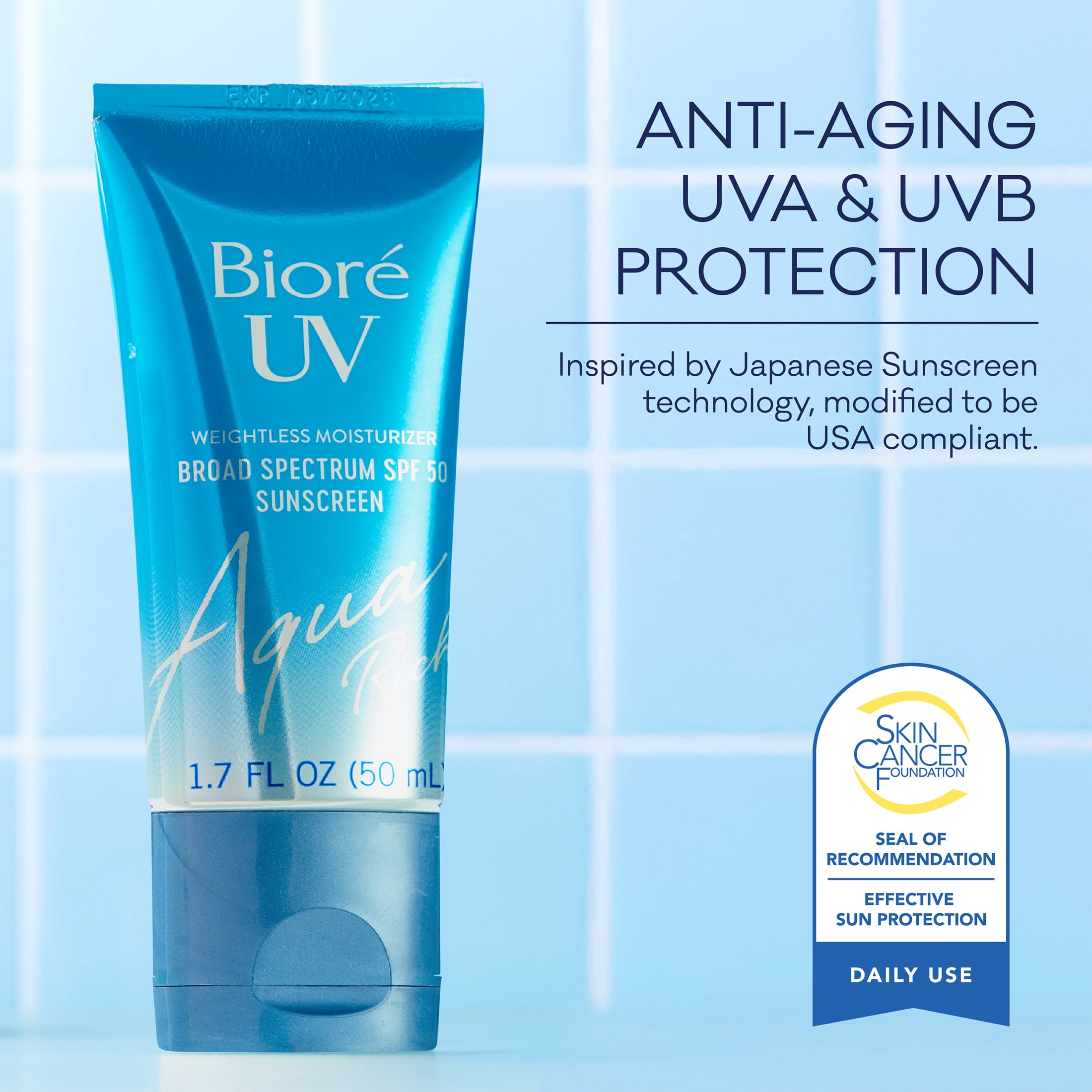 Biore UV Aqua Rich Daily Hydrating Facial Moisturizer Sunscreen - SPF 50 - 1.7 fl oz