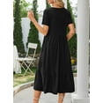 thumbnail image 3 of Fancyglim Women's Short Sleeve Dress Summer Crew Neck Long Dresses Black XL, 3 of 4