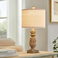 thumbnail image 3 of Kyrid 22" Resin Table Lamp Set of 2 Rustic Bedside Nightstand Lamps with Linen Shade, 3 of 6