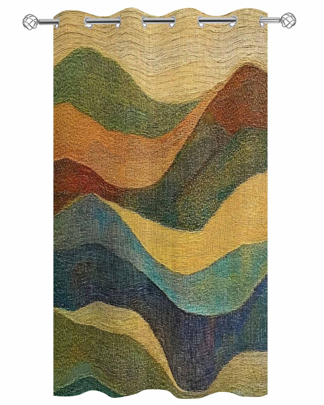 Vintage Green Yellow Outdoor Curtains for Patio, Farmhouse Retro Art Privacy Drapes Grommet Waterproof Outside Curtains for Porch/Cabana/Balcony 54"x 108", 1 Panel
