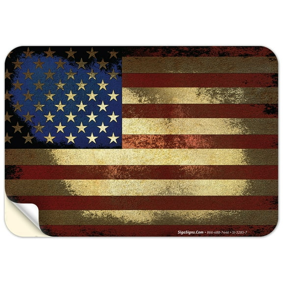 American Flag Sign, Vintage Rustic Wall Decor, 10x7 Vinyl Sticker