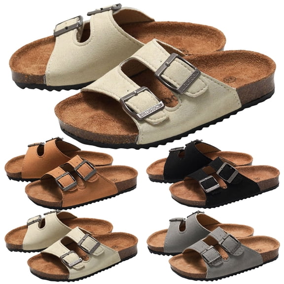 newwalpole Kids Slide Sandals Girls Boys Buckle Adjustable Slipper Slip On Water Sandal Brown for Size 8.5