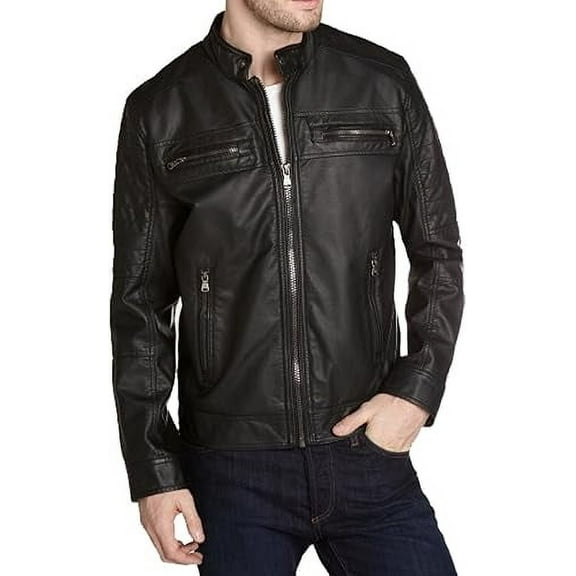 New Men's Genuine Lambskin Leather Jacket Black Motorcycle Biker Jacket A722