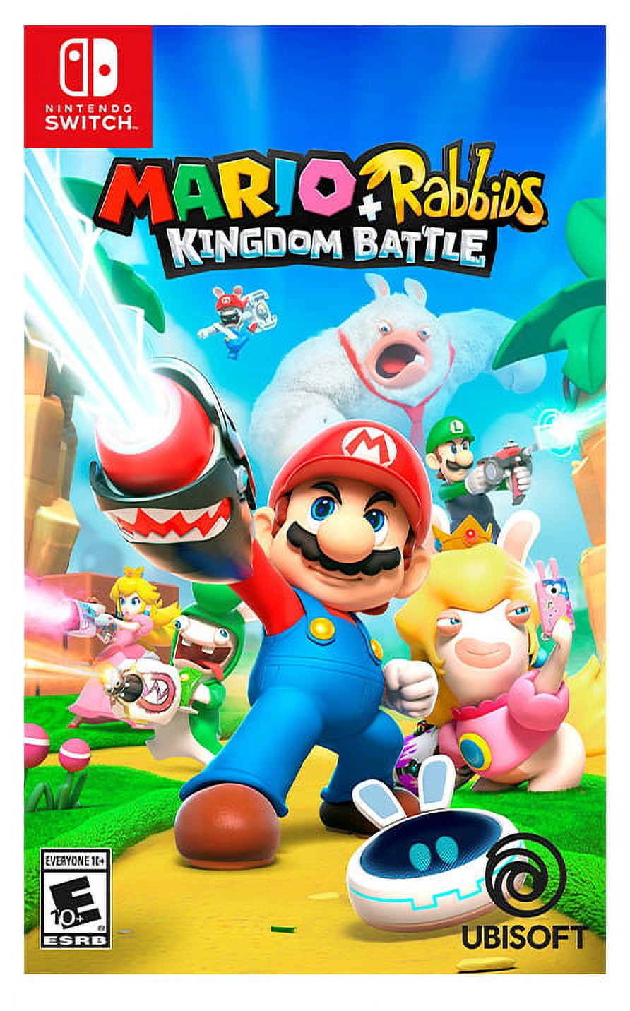 Nintendo Switch OLED Model White Joy Con 64GB Console Improved HD Screen and LAN-Port Dock with Mario Rabbids Kingdom Battle and Mytrix Accessories 2021 New