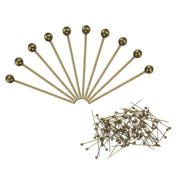 Uxcell 100Pcs Bronze Ball Head Pins 16mm Wire Head Pins 24 Gauge Brass Head Pins for DIY Craft Jewelry Making
