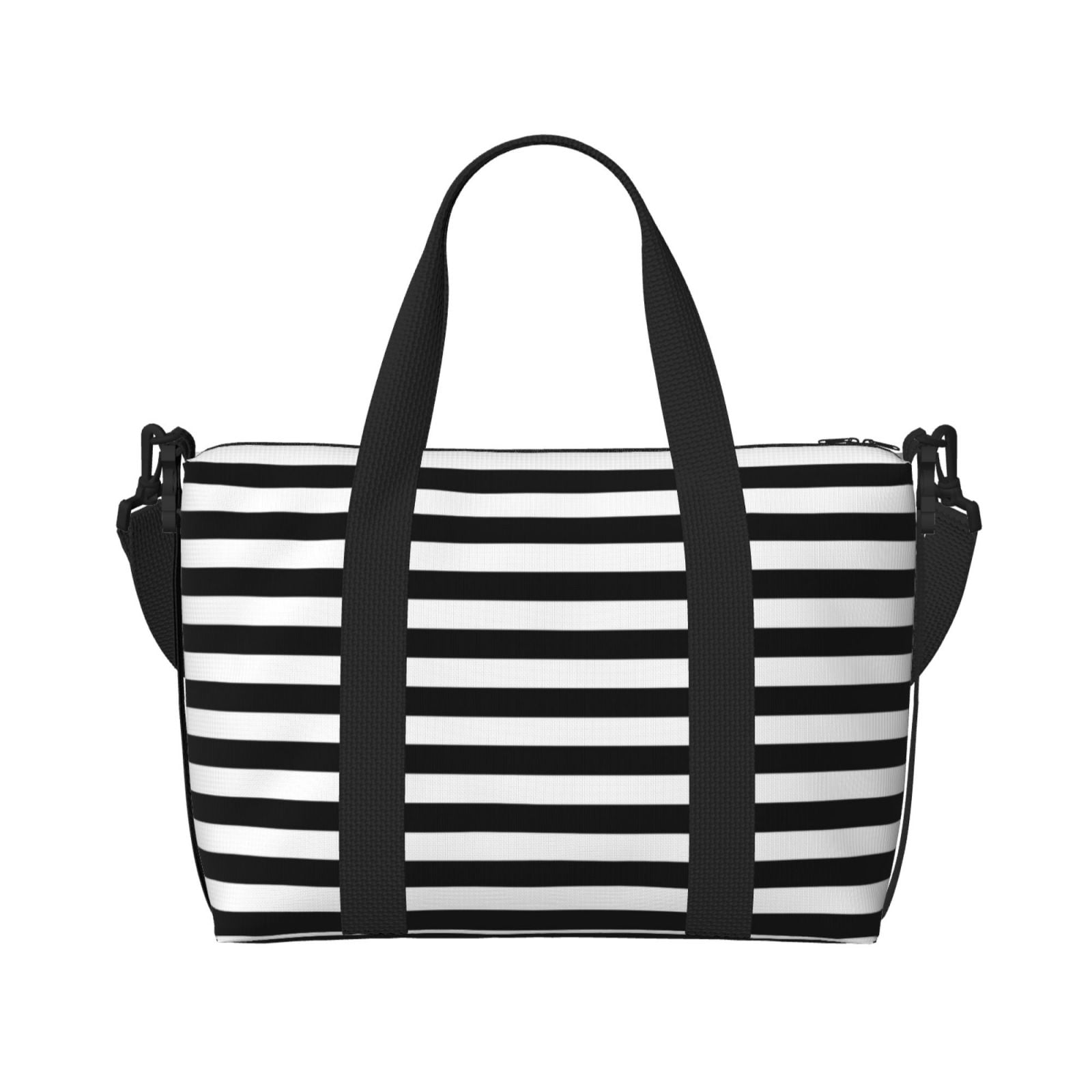 Travel Duffel Bag Black And White Stripe Sports Tote Gym Bag Shoulder Weekender Overnight Bag For Women Men