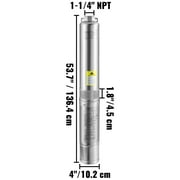 KFFKFF Deep Well Submersible Pump, 4 inch Stainless Steel Water Pumps, 3HP/2200W 230V/60Hz, 37GPM Flow 640 ft Head, with 33 ft Electric Cord