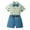 Blue, variant on Toddler Boys Fashion Outfits Spring Summer Short Sleeve Shirt Printing Tops Shorts with Tie Belt Gentleman Clothing 4 Piece Set, Sizes 0-4 Years