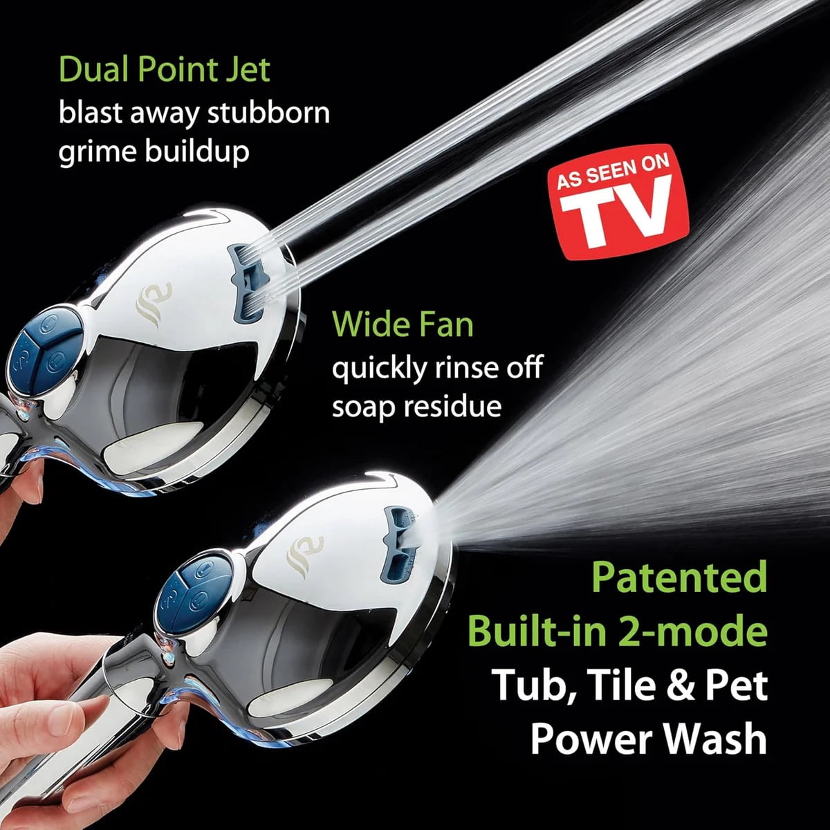 AquaCare 3.0 High-pressure 10 setting Luxury Handheld Showerhead with Built-in Shower Filter, 2-mode Power Wash & Antimicrobial Nozzles