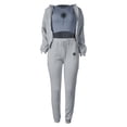 thumbnail image 3 of Gibobby Set Pants y Sudadera Mujer Conjunto de ropa deportiva de 3 piezas con sudadera con capucha y estampado de diente de león para mujer(Gris,G), 3 of 5