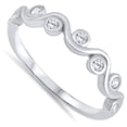 thumbnail image 4 of Round Clear Cubic Zirconia Wave Ring .925 Sterling Silver Band White Jewelry Female Male Size 3, 4 of 4