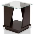 thumbnail image 1 of Furniture of America Miley Table d'Appoint avec Dessus en Verre Noyer, 1 of 3