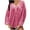 Pink, variant on Fesfesfes Womens Tops Women's Gold Velvet Solid Color Long Sleeved V-Neck Button Pleated Shirt Top Tee S(US:4)