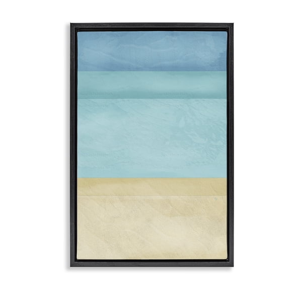 Stupell Industries Contemporary Abstract Beach Coastal Color Block Black Floating Frame Canvas Art, 17 x 25, by Martina Pavlova