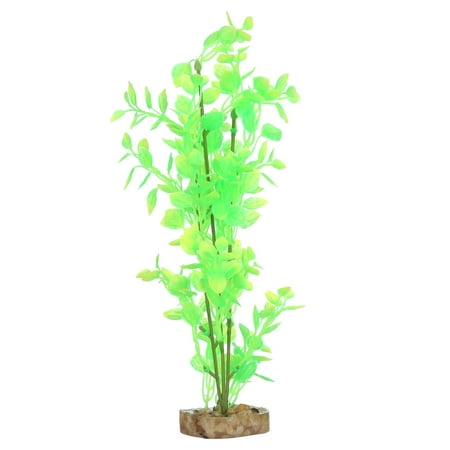 (case pack of 6) GloFish Plant Aquarium Décor  Green And Yellow Large  Fluorescent Under Blue LED Light