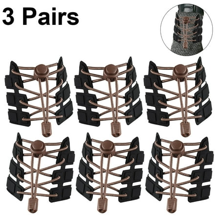 

3 pairs Elastic Shoe Laces No Tie Adjustable Tieless Rubber Shoelaces
