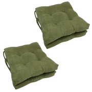 16-inch Solid Micro Suede Square Tufted Chair Cushions (Set of 4) - Sage Green