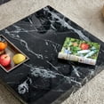 thumbnail image 3 of Sudica Compact Marble Coffee Table, 31" Square Center Table with Stainless Steel Storage for Living Room(Black), 3 of 9