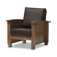 thumbnail image 2 of Baxton Studio Charlotte Modern Classic Mission Style Walnut Brown Wood and Dark Brown Faux Leather 1-Seater Lounge Chair, 2 of 5