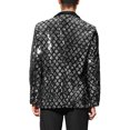 thumbnail image 3 of BLAZERS DE HOMBRE INSPIRE CHIC Con Solapa Pico Un Botón Brillante Argyle Paillettes M Plata, 3 of 7
