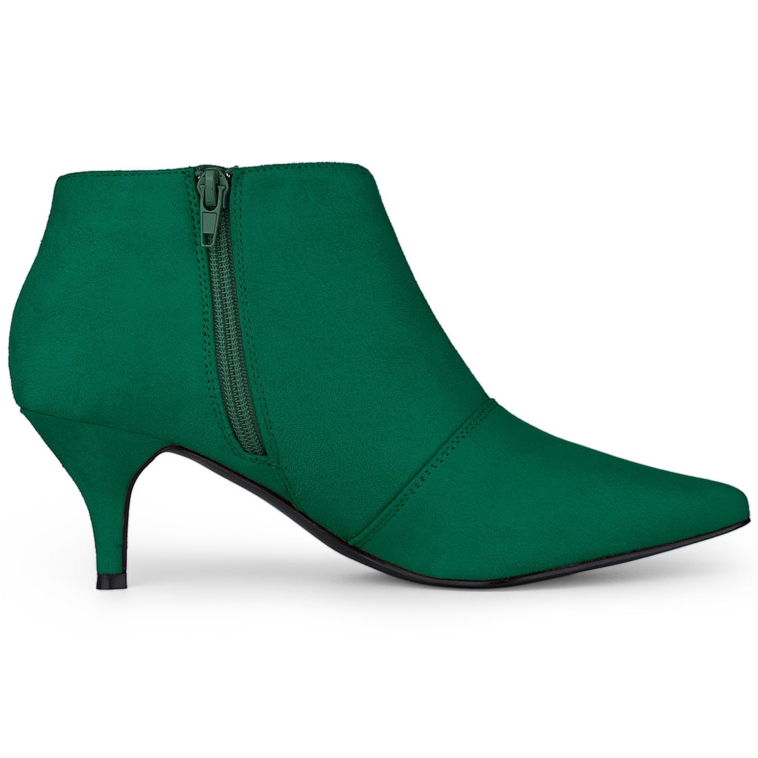 DARING DIVA Women's Pointed Toe Kitten Heel Cutout Ankle Boots Emerald Green 8.5