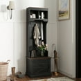 thumbnail image 2 of HOMCOM Hall Tree with Shoe Storage, Coat Rack with Shoe Bench, Black, 2 of 8