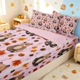 thumbnail image 3 of Manfei Cute Rustic Bear Zipper Twin Comforter Sets with Fitted Sheet and 2 Pillowcases, Waterclor Fall Leaves Zipper Bedding Set, Pink, Pink Reversible, 4 Pieces, 3 of 7