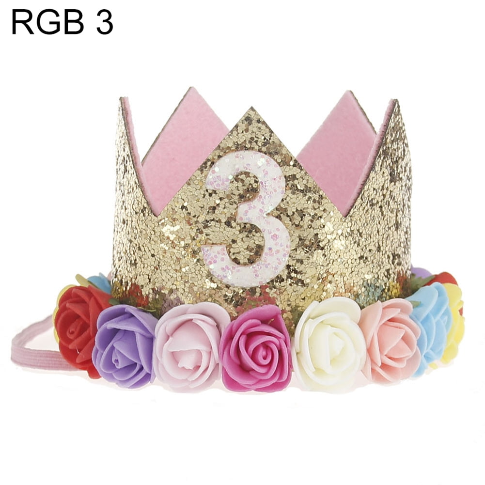 Grofry Baby Girl Crown Headband Crown Letter Shiny Sequins Flower ...