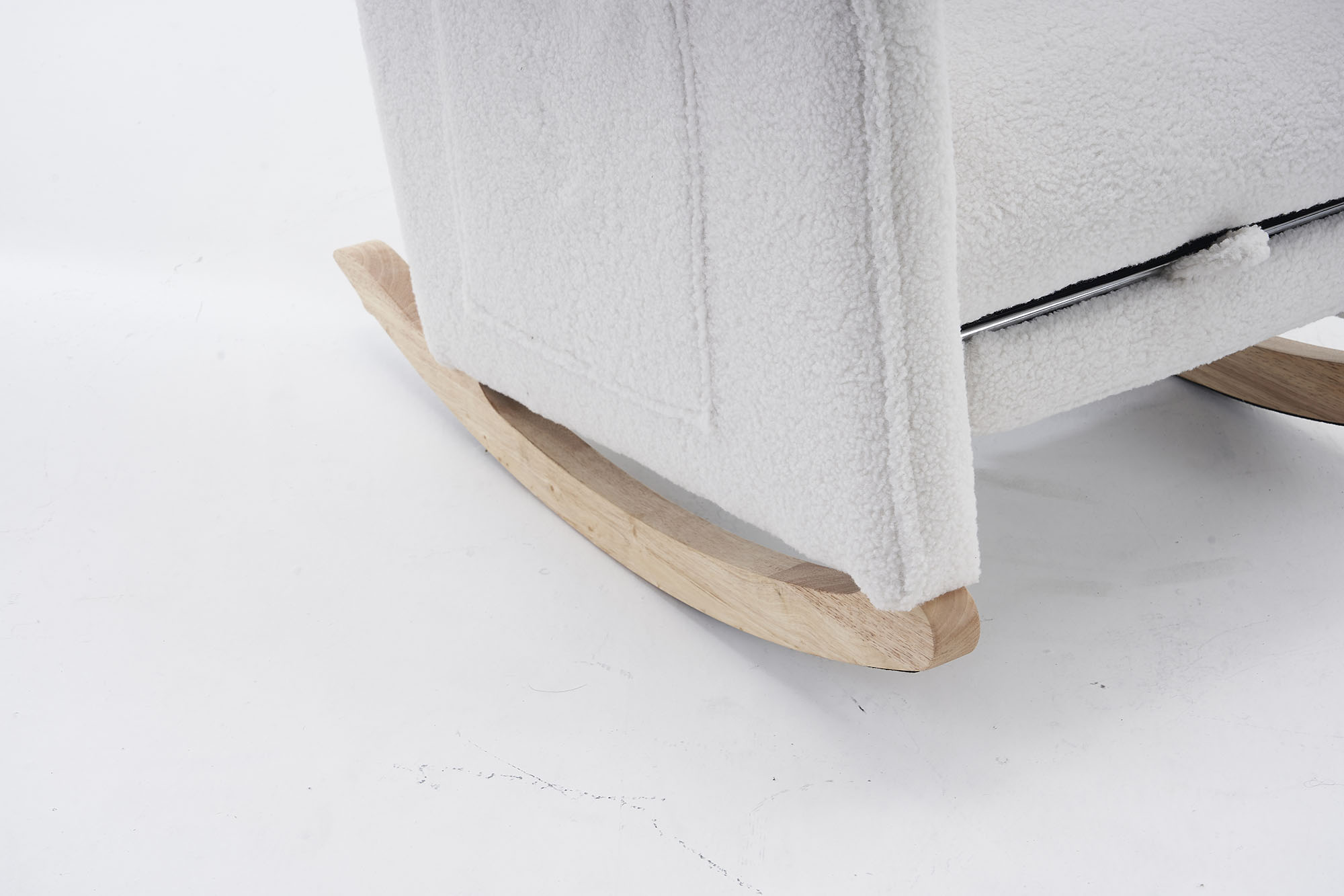 Cotton Linen Rocking Chair Adjustable Footrest, Wooden Legs 300 LBS Capacity Easy Assembly Living Room or Bedroom Furniture