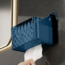 Blueek Transparent Wall Mounted Tissue Storage Box - No Drill Wet Wipes Holder, Multi-Purpose Organizer for Bathroom, Kitchen, and Office,Blue