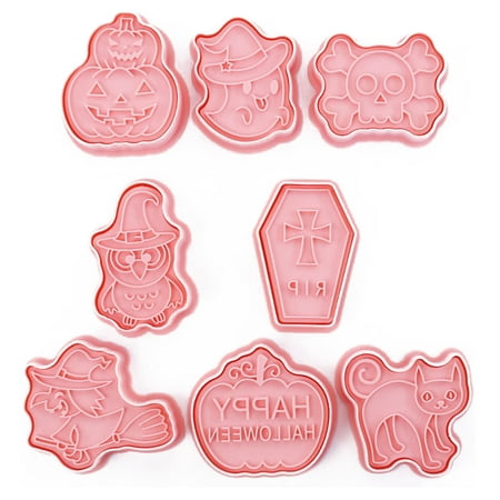 

8 Pack Halloween Cookie Cutters Plastic Biscuit Mold Baking Gadgets Party Treat Decoration Gifts for Children and Adults