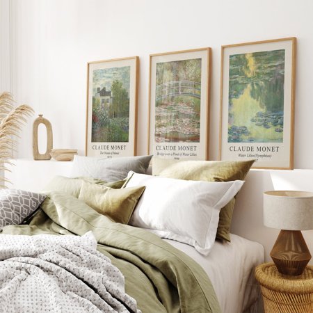 Claude Monet Print Museum Posters Art Monet Farmhouse Decor Vintage Gallery Wall Monet Triptych Wall Art Poster Only