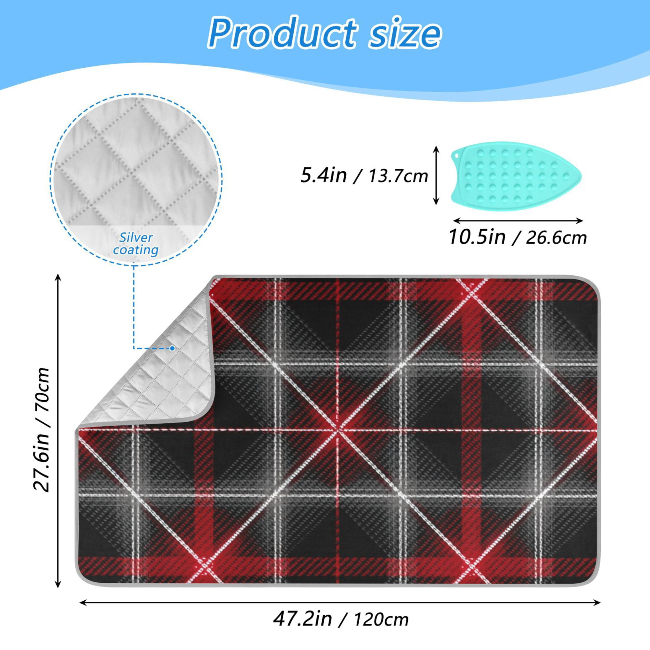 Mixture Color Plaids with White Lines Ironing Mat Blanket Portable Travel Ironing Pad Heat Resistant Pad 47.2" x 27.6”