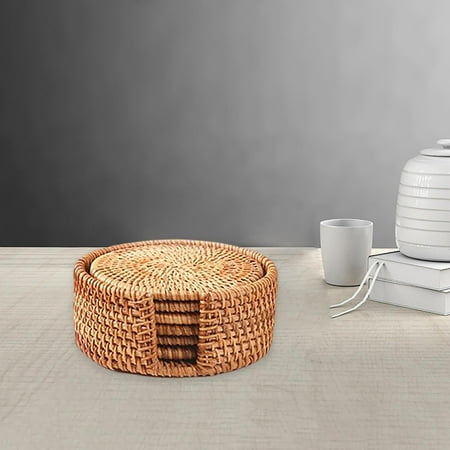 

6x Rattan Coasters Housewarming Gifts Table Mat for Tea Coffee Decor Diameter10cm