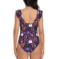 thumbnail image 5 of Haiem Halloween Sweet Candy Women's Ruffle One Piece Swimsuits Tummy Control Bathing Suit V Neck Swimwear Slimming for Teen Girls-, 5 of 8