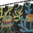 thumbnail image 4 of 36" x 72" Crab & Sea Life Shower Curtain - Watercolor Vintage Nautical Bathroom Decor with Rustproof Grommets & Hooks, 4 of 5