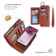 thumbnail image 3 of Galaxy S20 Case, Allytech Retro PU Leather Magnetic Detachable Back Cover Zipper Wallet Folio Multiple Cards Slots Purse Wrist Strap Clutch Protective Case Cover for Samsung Galaxy S20 6.2",Brown, 3 of 9