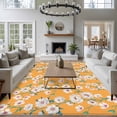 thumbnail image 3 of Large Area Rugs for Living Room Bedroom, Spring Botanical 6'x9' Rug Washable Carpet Runner Indoor Outdoor, Watercolor Floral Flowers Botanical Yellow Non Slip Floor Mats Rug for Kitchen, Playroom, 3 of 8