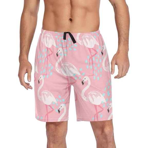 GZHJMY Flamingo Pajama Pants Short for Men, Lounge Pants Lightweight Men Pajama Bottoms with Drawstring Pockets, Christmas New Year Birthday Gifts, Small