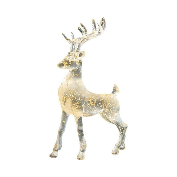 deevoka Resin Deer Sculpture Animal Figurine Gift for Family Friends Modern Cartoon Resin Tabletop Ornament Reindeer Statue for Shelf Gold