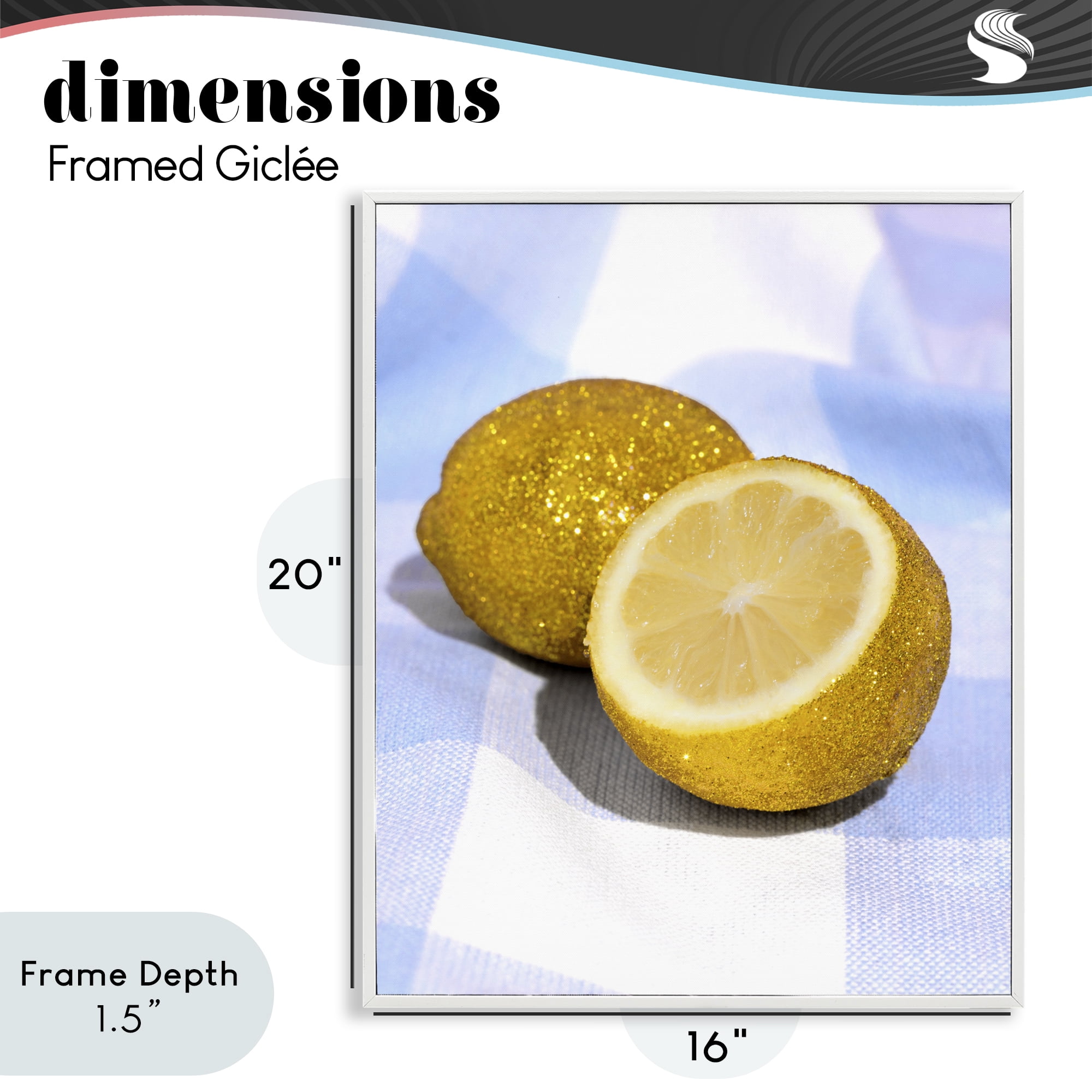 Stupell Industries Glimmer Lemon on Blue White Framed Giclee Art, design by LISH Creative