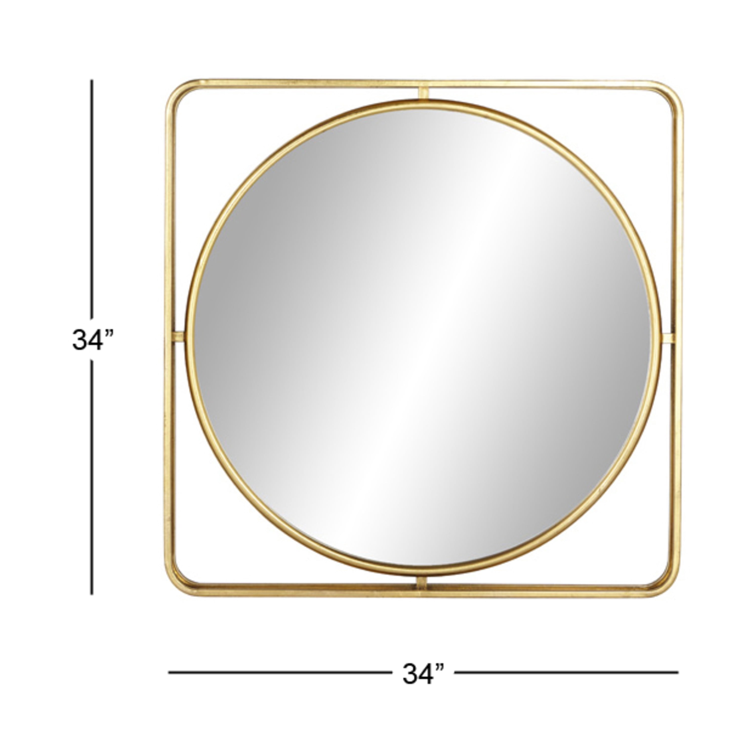 DecMode 34" x 34" Gold Wall Mirror