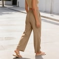 thumbnail image 4 of RQYYD Women's Elastic Waist Linen Pants Casual Loose Wide Leg Button Front Lightweight Summer Daily Wear Bottoms, 4 of 6