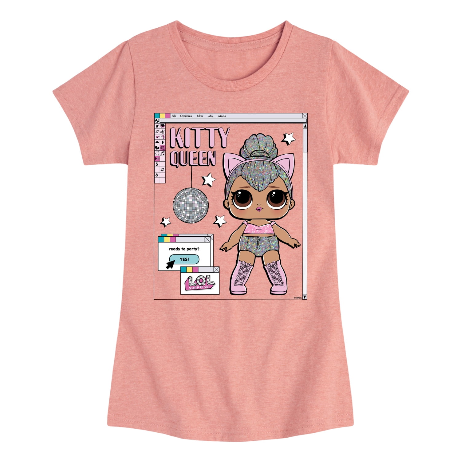 LOL Surprise! Dolls Kitty Queen - Computer Design - Toddler & Youth Girls Short Sleeve Graphic T-Shirt