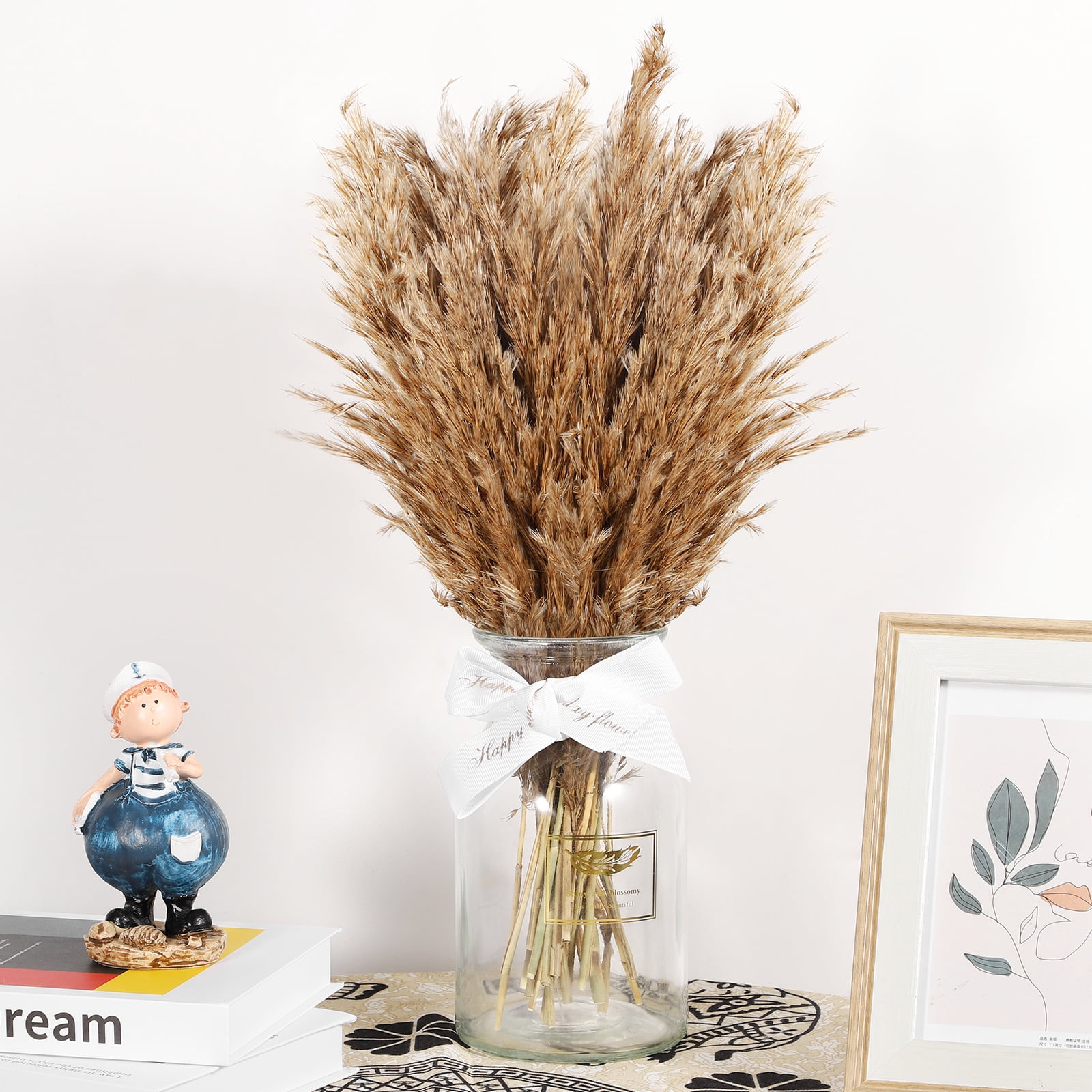 30 Pcs Natural Dried Pampas Grass Decor Brown Bouquet Dried Flowers