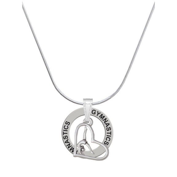 Delight Jewelry Gymnast in Heart Gymnastics Ring Charm Necklace, 18"