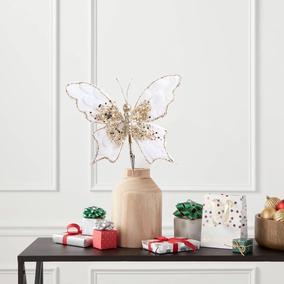 1 Unidad de Mariposas Brillantes para Decorar El Árbol de Navidad con Pinzas. Ideal para Flores Navideñas, Bodas, Festivales y Otras Ocasiones.